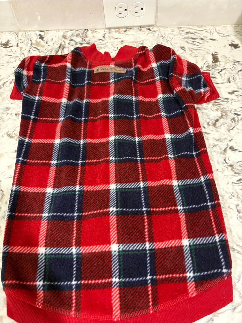 Eddie Bauer Red Navy Plaid Fleece Dog Shirt